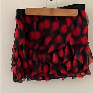 Red and Black Ruffled Skirt